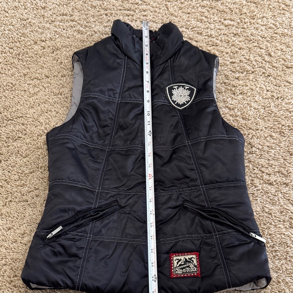 Alp-N-Rock "Let it Snow" Reversible Puffer Vest, Black Gray, Womens sz XS / 2 - Picture 12 of 16